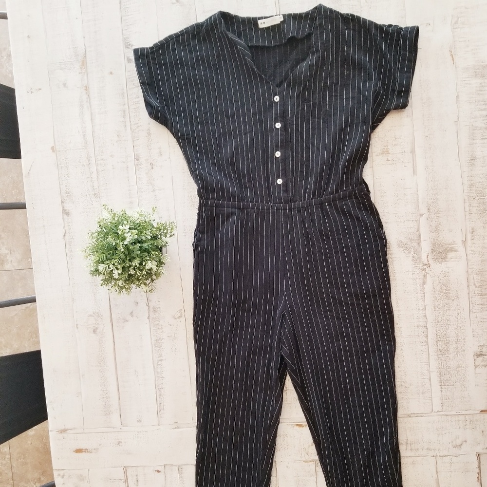 Art + Ephect Black Pinstripe Jumpsuit With Pockets